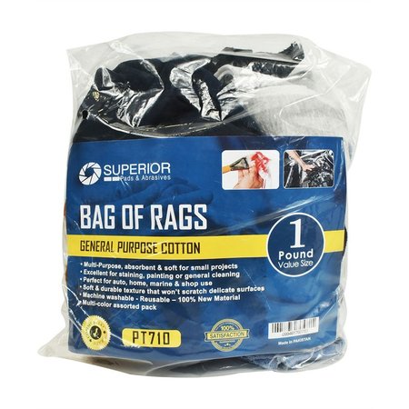 SUPERIOR PADS AND ABRASIVES 1 LB. Bag of Rags - Multi-Color Assorted PT710